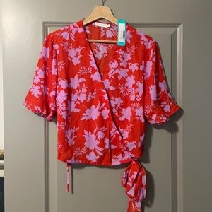 Brand New Lush Tie Front Floral Top